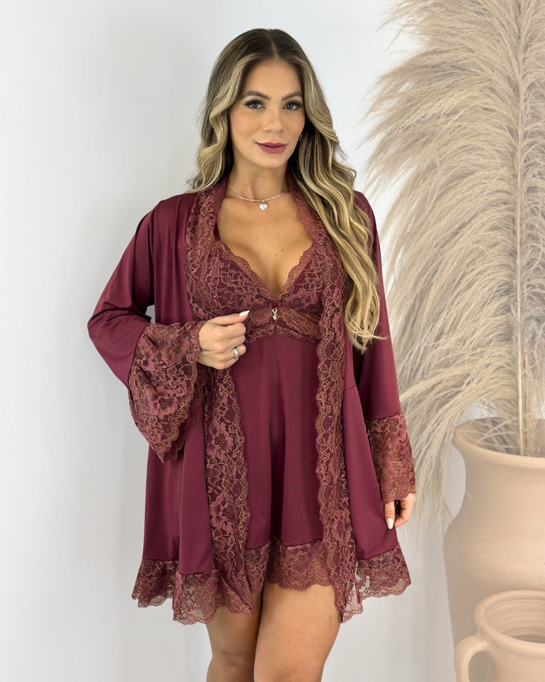 Château Margaux Set – Nightgown + Robe + Panty