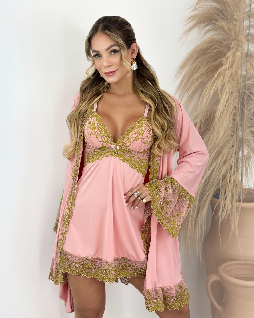 Lady Primrose Set – Nightgown + Robe + Panty